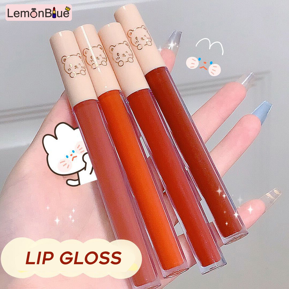 Gambar LemonBlue 4 Pcs Thin Velvet Lip Glaze Liquid Lipstick for Student Women Lip Gloss Makeup Matte Lip Makeup Portable Lipstick Set Longlasting Lip Gloss 4 Pcs Waterproof Liquid Lipstick