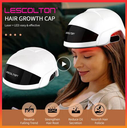 Gambar Lescolton Movable Laser Hair Growth Helmet Laser Hair Regeneration  80 Diode Cap LLLT Male And Female Hair Loss Treatment Device Cap