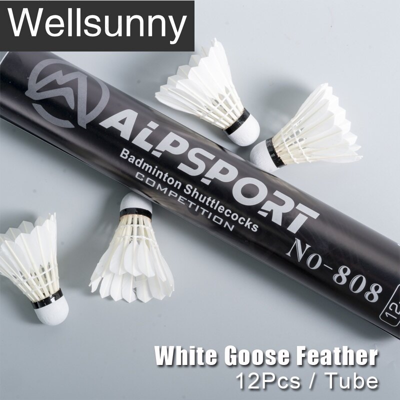 Alpsport 808 12 cái/Ống lông ngỗng trắng bóng quả cầu lông bền cho vợt thể thao đào tạo tốc độ 76-77 cầu lông với chất lượng cao