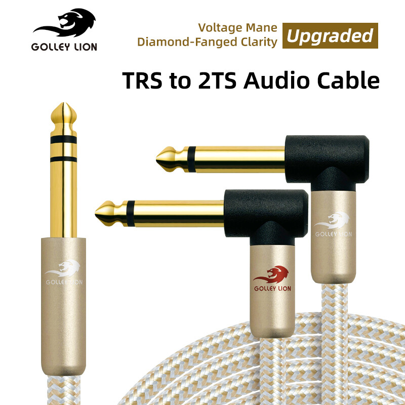GOLLEY LION 1/4 Inch TRS to Dual Right-Angle TS Cable, Gold Plated 6.35mm Stereo Male to 2 Mono Male Y Splitter Breakout Adapter for Audio Interface, Mixer, Studio Equipment, Gold Harga 177 Ringgit*Penghantaran Percuma