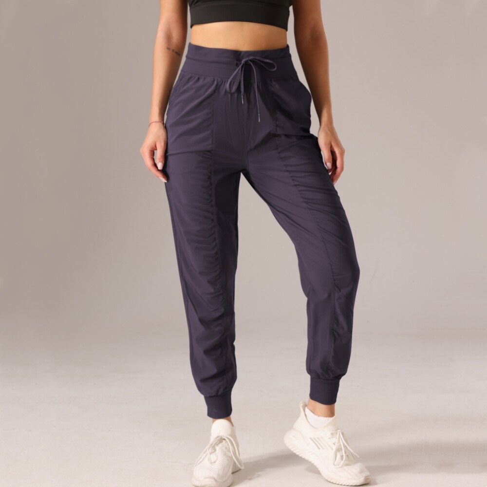 Fabric Drawstring Running Sport Joggers Women Quick Dry Athletic Gym Fitness Sweatpants with Two Side Pockets - 6