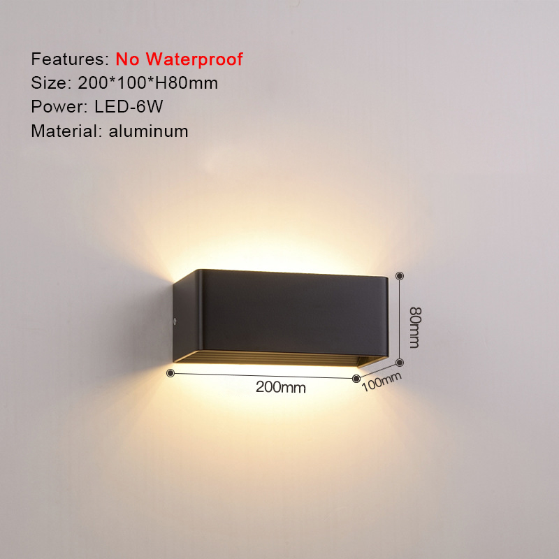 Đèn LED Ốp tường Nhôm không thấm nước IP65 Đèn sân vườn ngoài trời 8W 12W Đèn tường nội thất cho phòng ngủ phòng khách cầu thang chiếu sáng