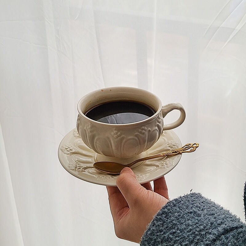 Gambar x muni x art ceramic coffee cups and saucers suit Europe type restoring ancient ways is embossed glass fine afternoon tea tea set