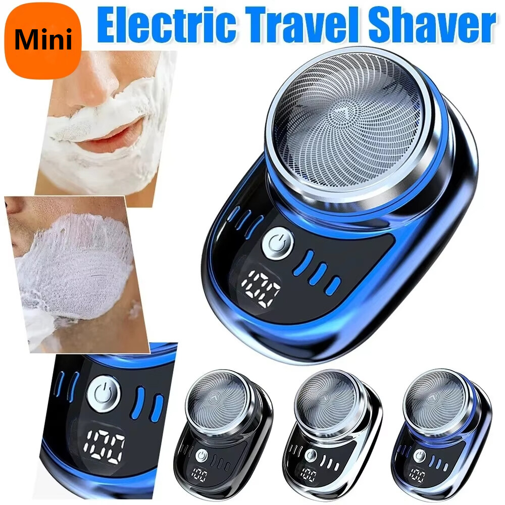 Mini Electric Shaver for Men Digital Display Hair Shaver Washable Cordless Travel Pocket Beard Trimmer