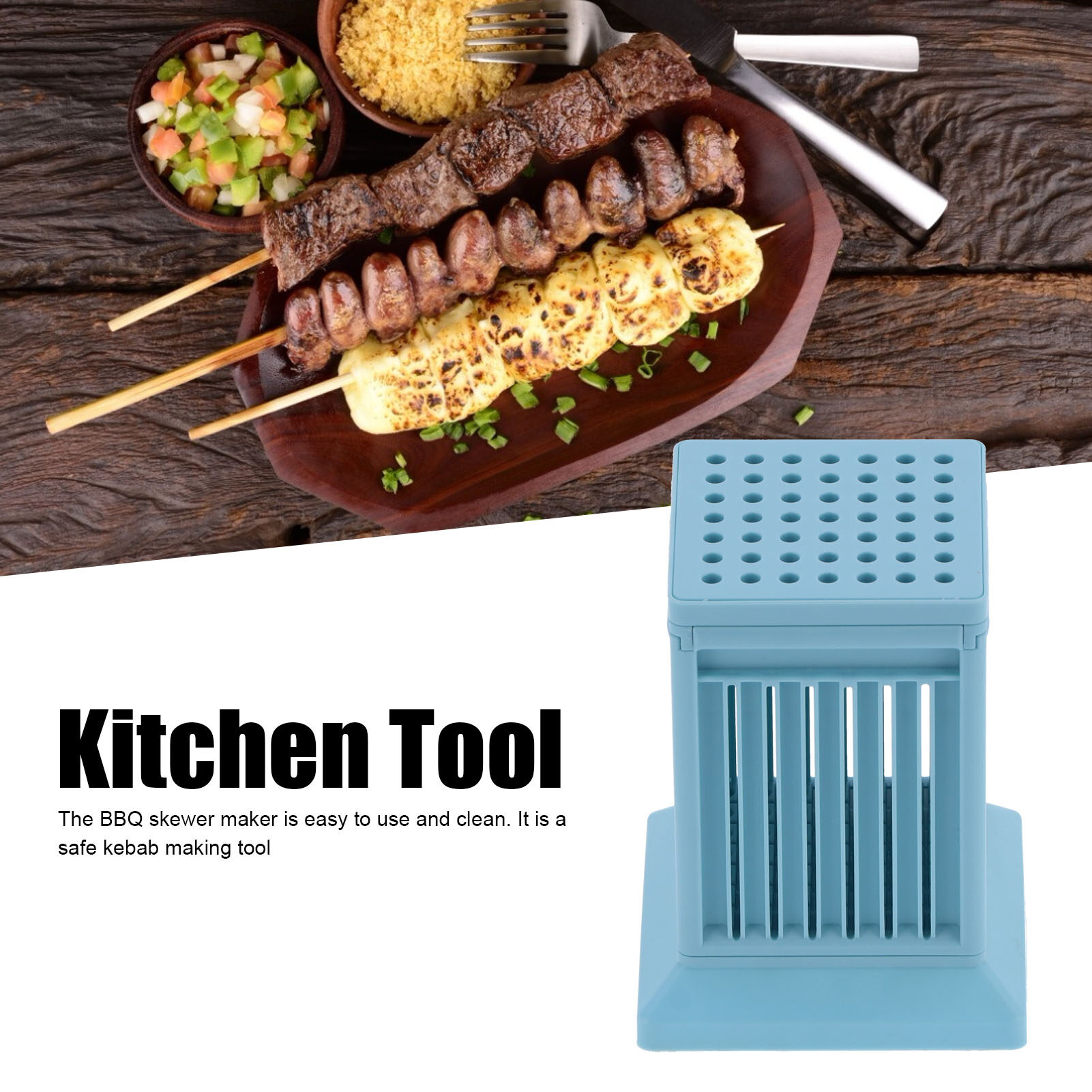 49 lỗ xiên Maker Kebab làm hộp thịt nướng xiên BBQ công cụ làm để nhà bếp ngoài trời