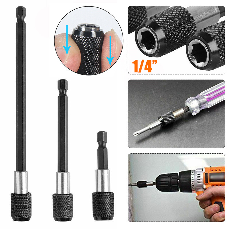 Nuts 60mm//100mm//150mm Drill -Red 3 PCS Quick Release Bit Holder,Drill Bit Holder with 1//4” Hex Shank,Magnetic Screwdriver Bit Holder,Drill Bit Extender-Spring Holders Extension Set for Screws Drill Bit Extension