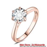 JewelryPalace Moissanite D Color With GRA 925 sterling silver yellow gold rose gold plated ring for Woman for Girl 100% Passed Diamond Tester Fine Jewelry