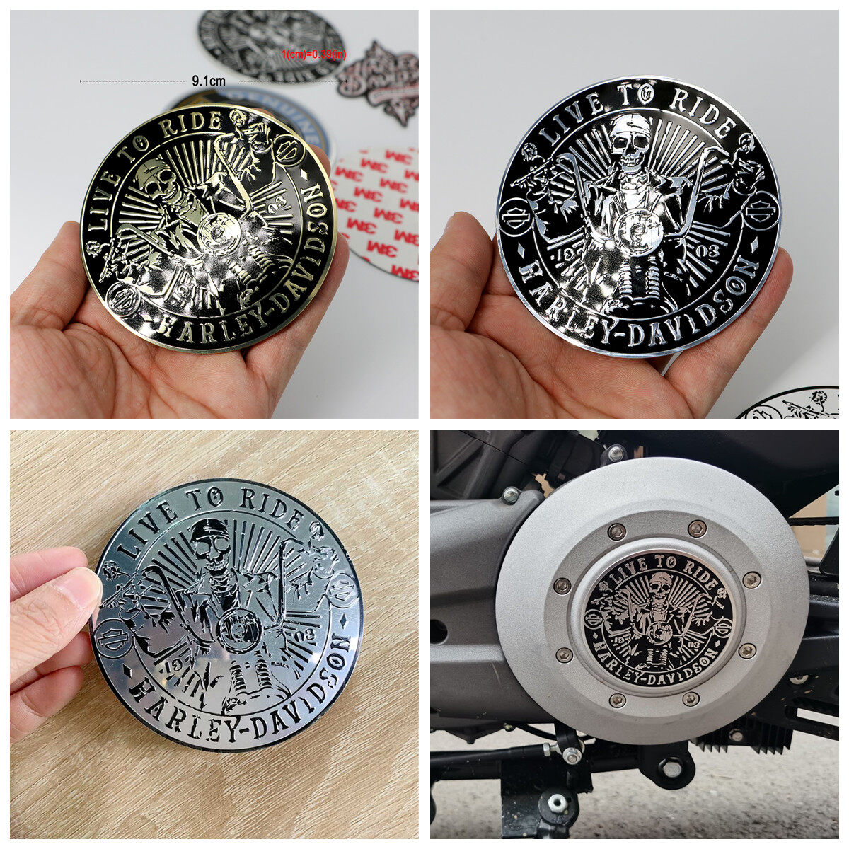 Harley-Davidson sọ Huy hiệu phong cách cổ điển nhãn dán xe máy Harley Logo nhôm huy hiệu vàng bạc màu đen cho Harley 833 đường phố 500 Xr 1200