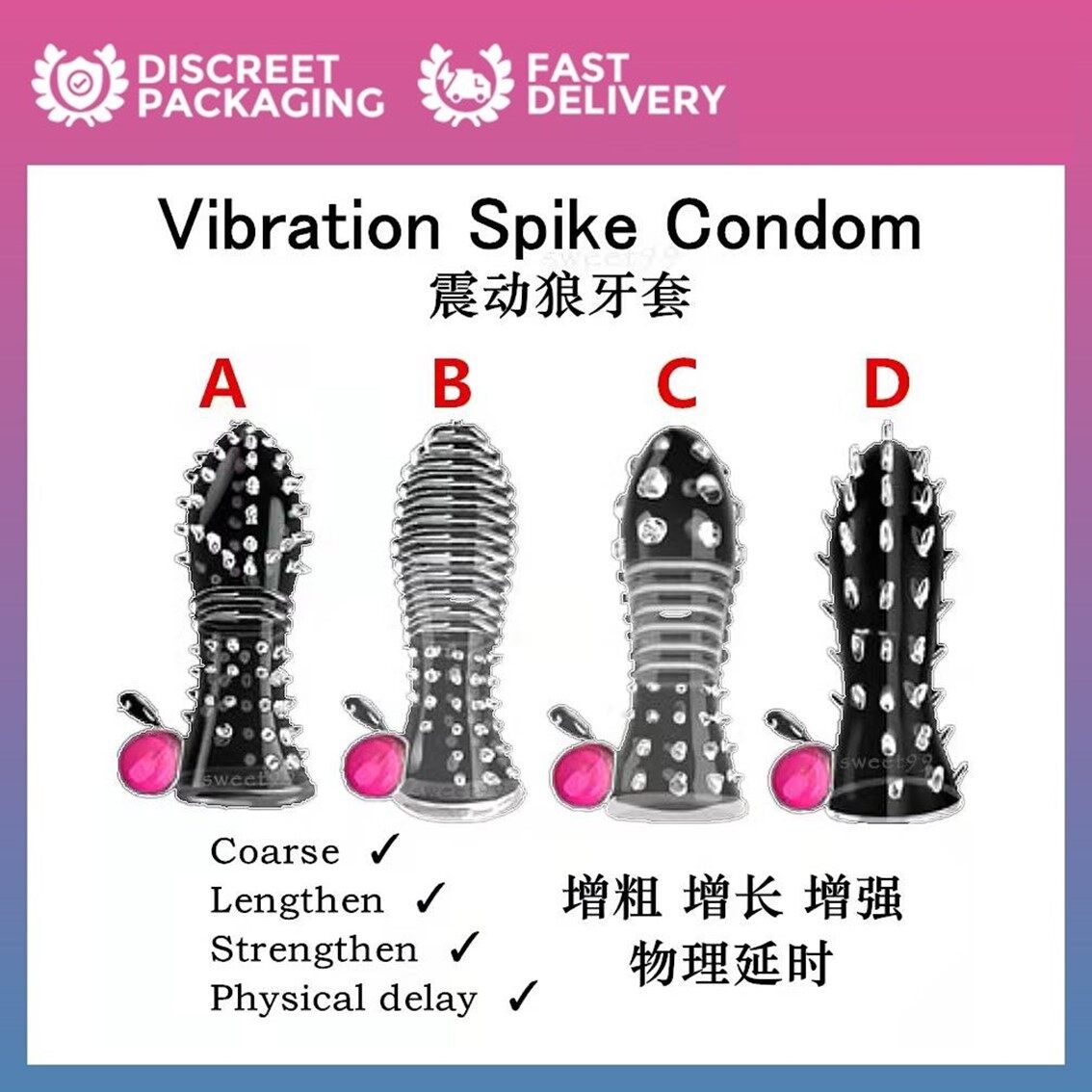 Crystal Spike Vibrating Condom Sleeve For Male Enlargement & Delayed  Erection | Lazada Malaysia