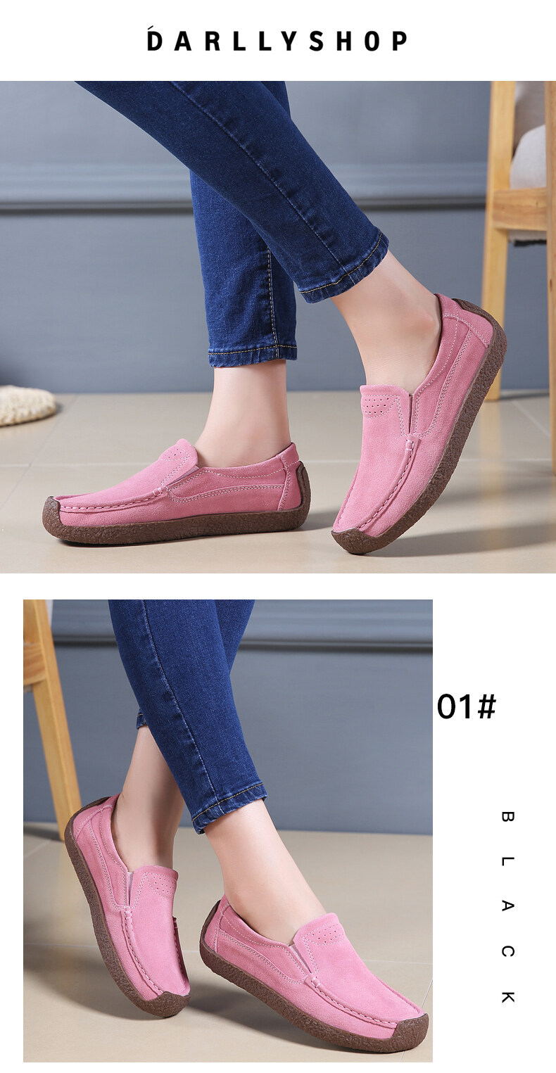 DOSREAL Giày Bệt Nữ Giày Da Thật Cỡ Lớn 35-43 Giày Lười Đế Bệt Cho Phụ Nữ Phong Cách Hàn Quốc Phẳng Gót Ba Lê Giày Nữ Đơn Giản 15