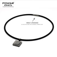 【FDA Device Registration】Power Ionics Unisex Germanium Tourmaline Black Carbon Fiber Square Pendant 3000 Anions Healthy Necklace 2-Sides Wearable