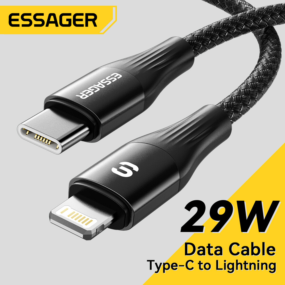 Essager Cáp PD 29W Type C Cho IP 14 13 12 11 Pro Max XS Xr Thiết Bị Sạc Sạc Nhanh Lightning Cuộn Dây