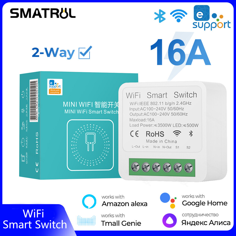 SMATRUL Bộ Điều Khiển Wifi Mini Ứng Dụng EWeLink 16A Công Tắc Đèn Thông Minh Bộ Ngắt Tắt Mở Mô-đun 2 Chiều Điều Khiển Bằng Giọng Nói Từ Xa Không Dây Hẹn Giờ Ứng Dụng Hẹn Giờ Cho Google Home Alexa