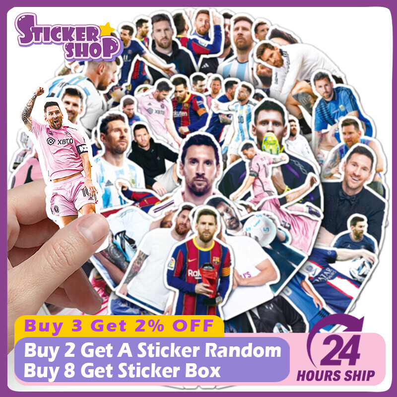 50Pcs Soccer Star Messi Decal Graffiti WaterProof Decoration Scrapbook DIY Phone Motorcycle Travel Luggage Laptop Diary Guitar Fridge Helmets Football Decal Sticker Kid Toy