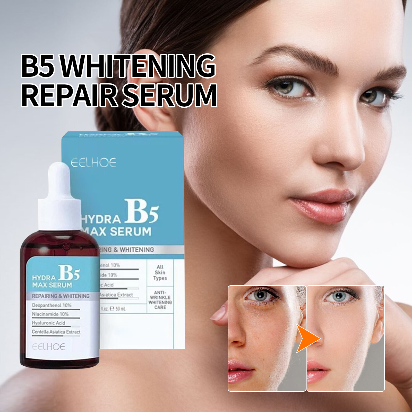 Eelhoe Hydra B5 Pure Hyaluronic Acid Serum Anti Wrinkle Aging Facial Serum Deep Mositurzing Hydrating Repairing Fine Lines Wrinkles Soothing Repair Reduce Dryness Roughness Serum (50ml） Harga 14 Ringgit*Penghantaran Percuma