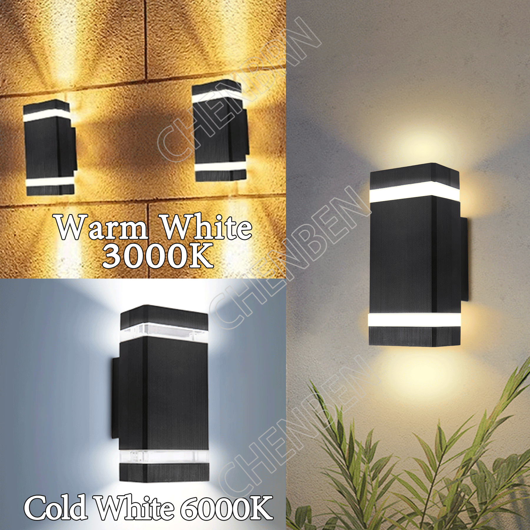 CHENBEN Đèn tường LED ngoài trời chống nước IP65 Đèn treo tường trang trí đèn hiên với bóng đèn E27 Đèn gắn tường cho sân hành lang ban công cầu thang vườn Đèn tường