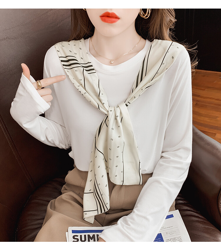 AFEG Khăn Choàng Cổ Tròn In Hình Hàn Quốc Mới Áo Thun Dài Tay Phù Hợp Mọi Thời Trang Thường Ngày Cho Nữ