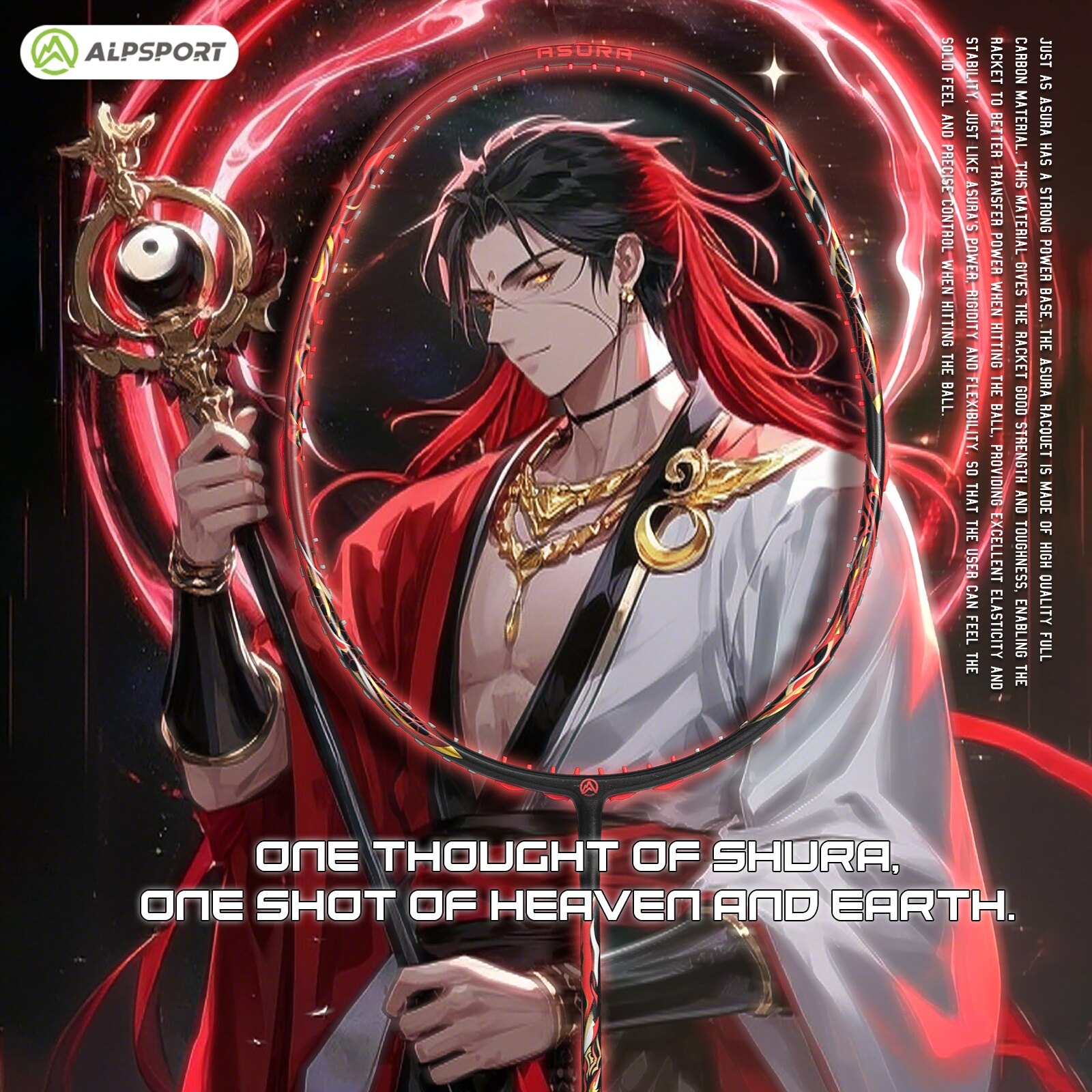  Alpsport Asura T700 Vợt cầu lông sợi Cacbon-6U siêu nhẹ  22-28 lbs  | Bộ combo chuyên nghiệp với overgrips & flannel trường hợp | Thích hợp cho tất cả các cấp độ từ nghiệp dư đến chuyên nghiệp cấp Axl 