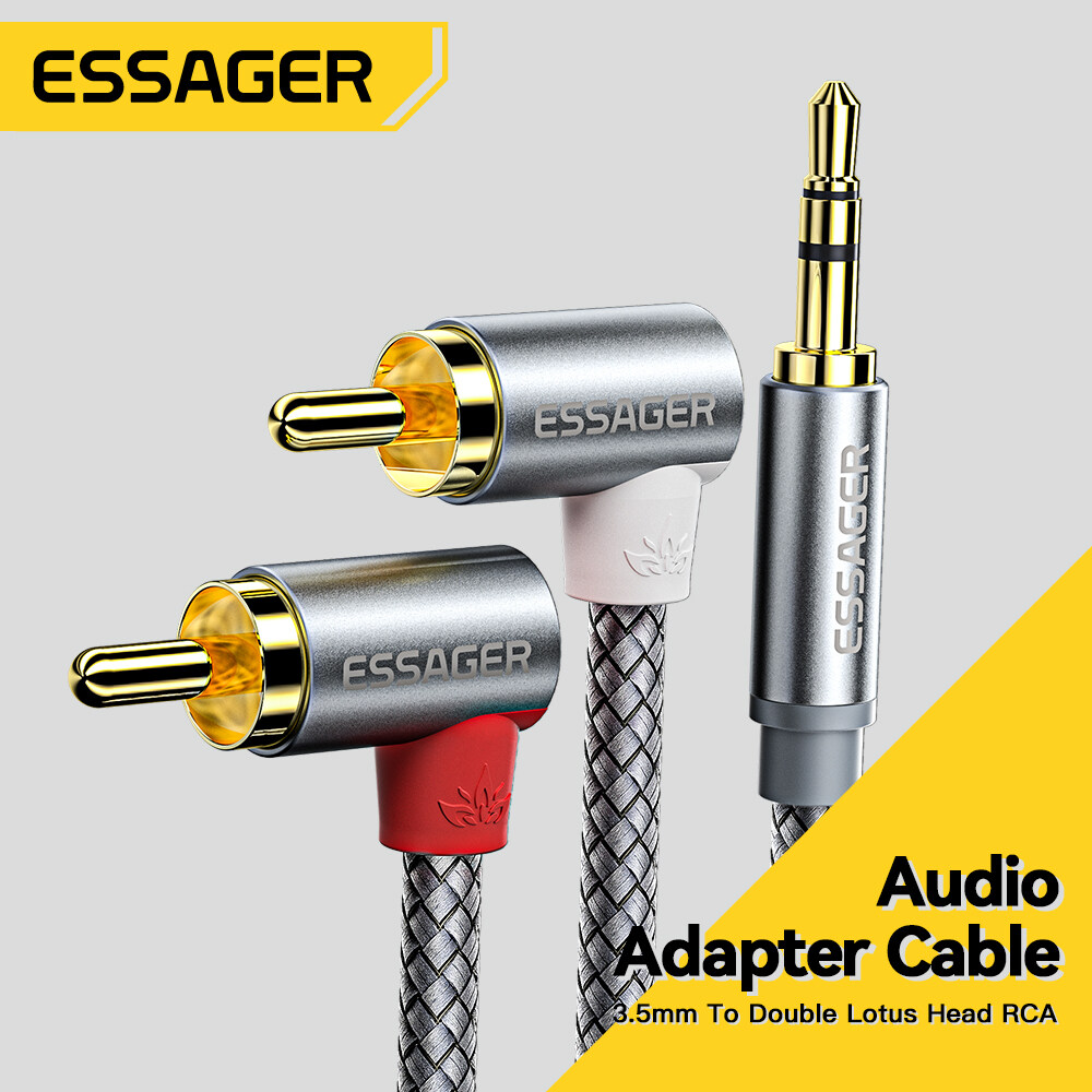 Essager 90 Cáp RCA Jack 3.5 Để cáp truyền âm thanh RCA 3.5Mm Jack Để 2RCA Nam Splitter Dây AUX Cho TV PC Khuếch Đại DVD Dây loa