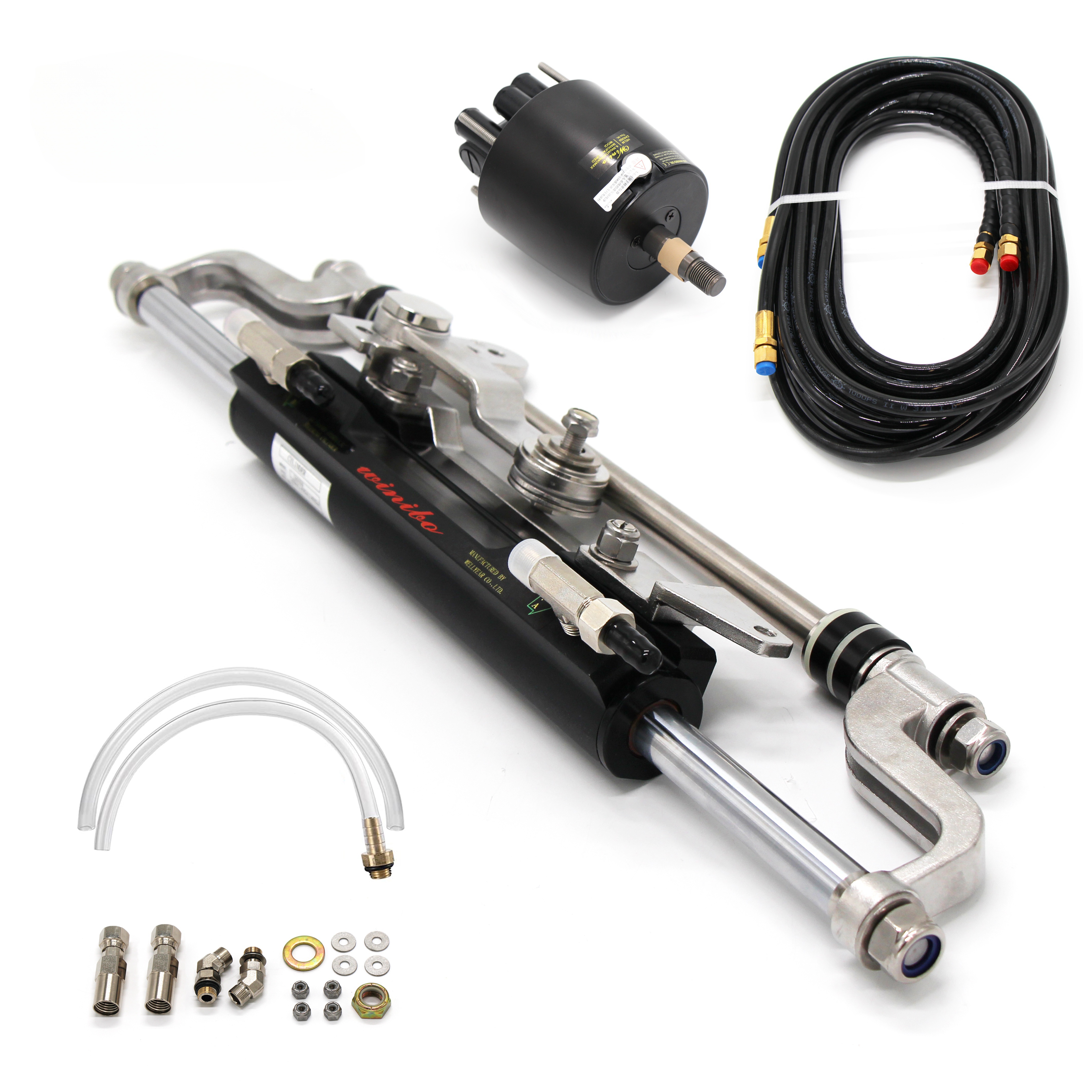 Winibo Outboard Hydraulic Steering Kit for Boat Outboard Engines up to 300HP with Helm Pump,Cylinder and Tubes Kits ZA0350 ราคา 18,791 บาท*ส่งฟรี