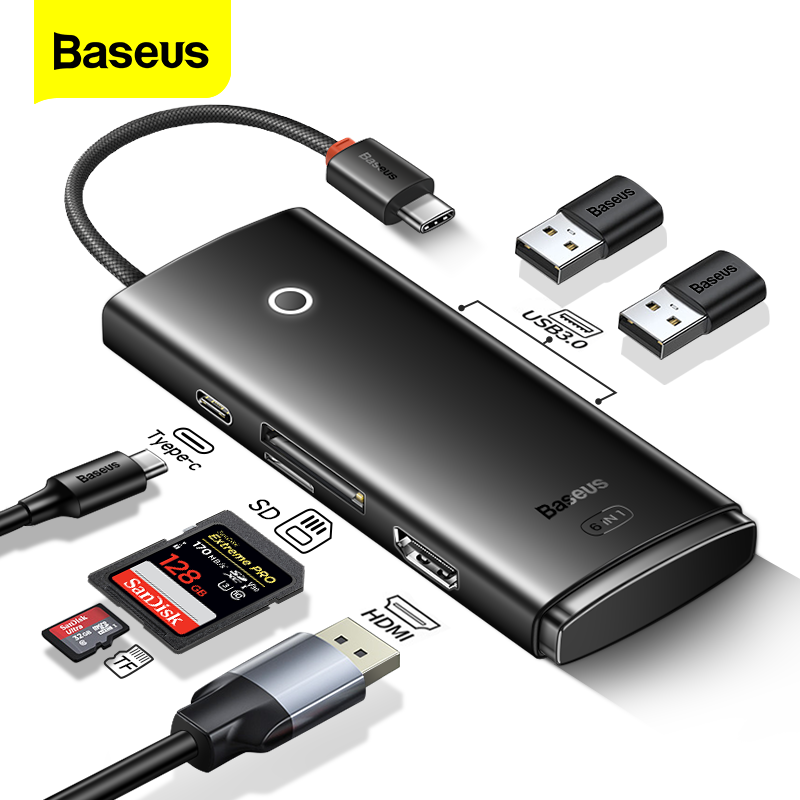 Baseus USB C HUB Loại C để HDMI-USB tương thích 3.0 Adapter 6 trong 1 USB-C Hub Dock cho MacBook Pro không khí USB C Splitter