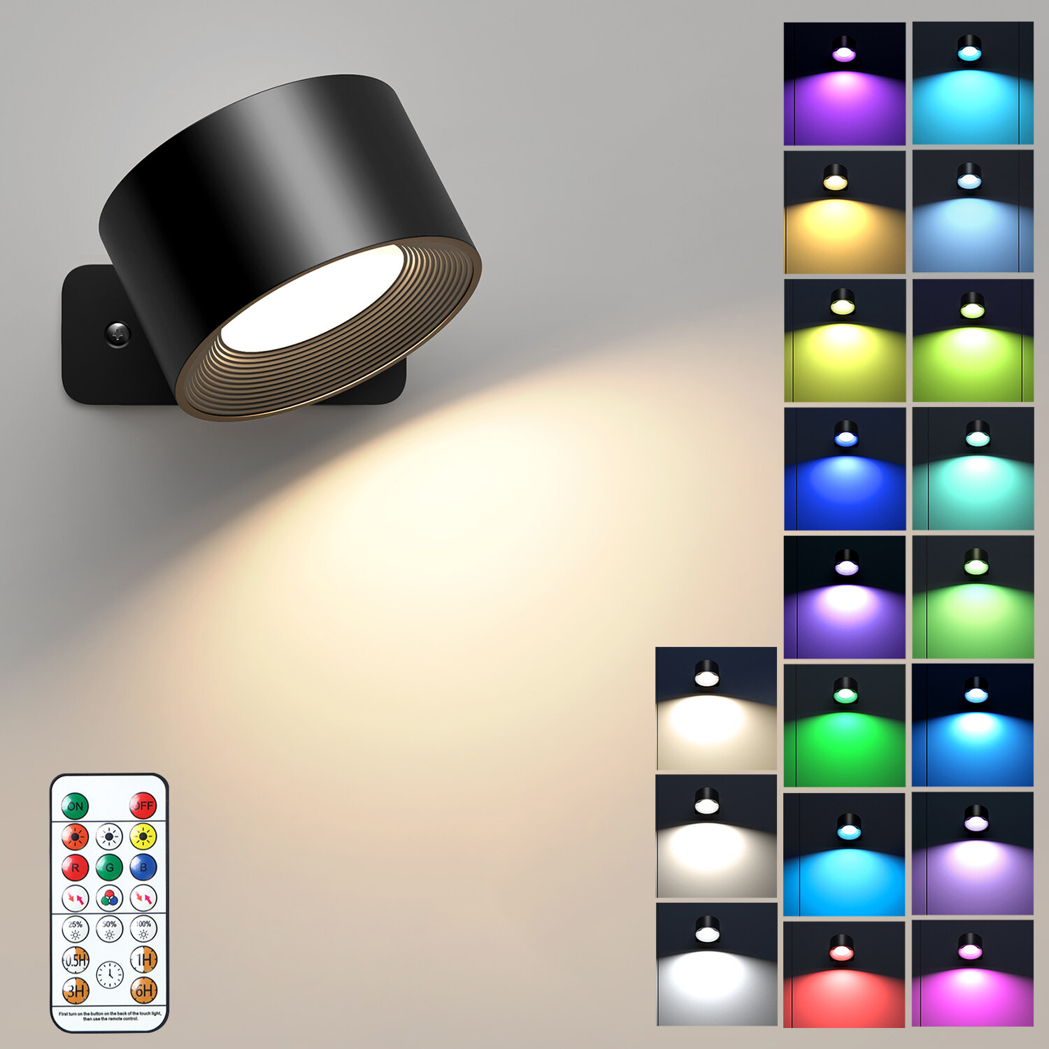 LED Wall Sconce 19 RGB Colors Dimmable