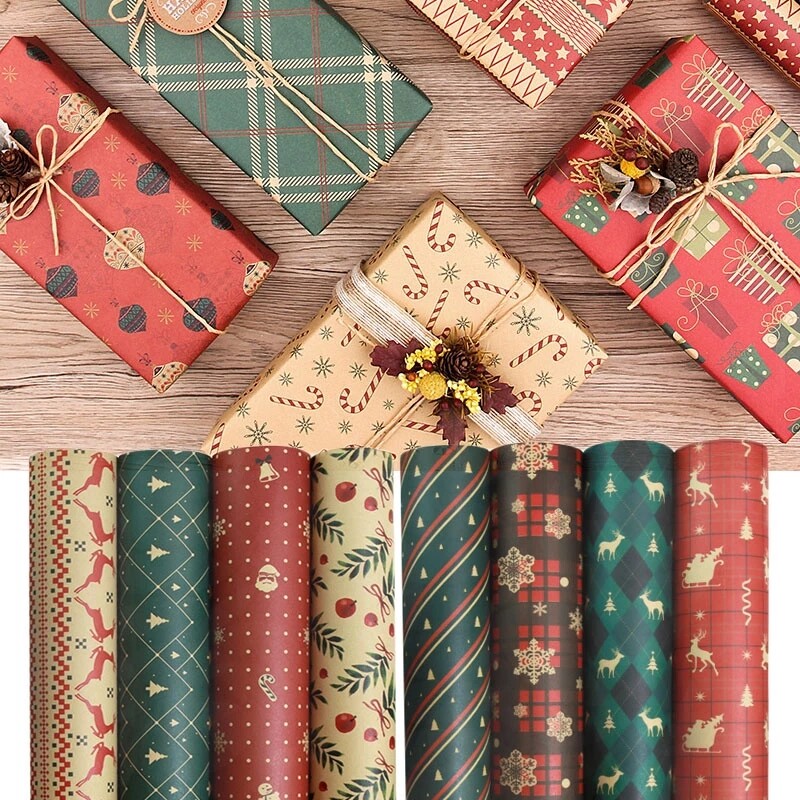 Giấy kraft giáng sinh 50*70cm giấy gói quà tự làm quà sinh nhật túi tự làm quà giáng sinh giấy kraft trang trí quà năm mới
