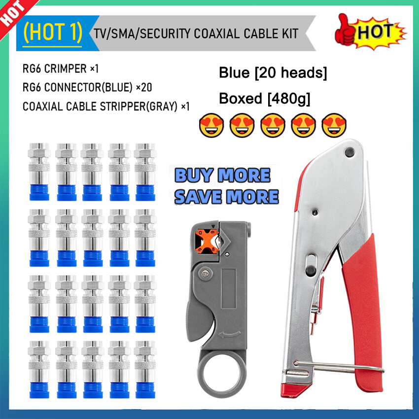 Cáp đồng trục kìm uốn Set RG6 kìm bóp Kìm tuốt dây Bộ công cụ với f nén kết nối