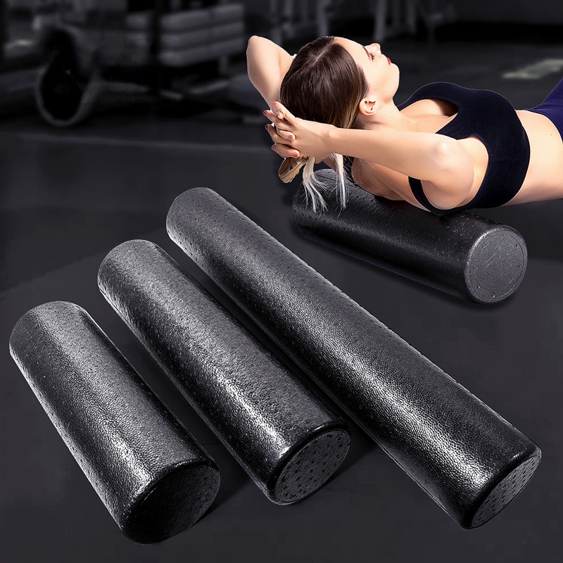 Trục xốp con lăn thư giãn epp solid cột yoga cơ bắp tập thể dục trục mát xa màu đen bóng cột mát xa thể dục