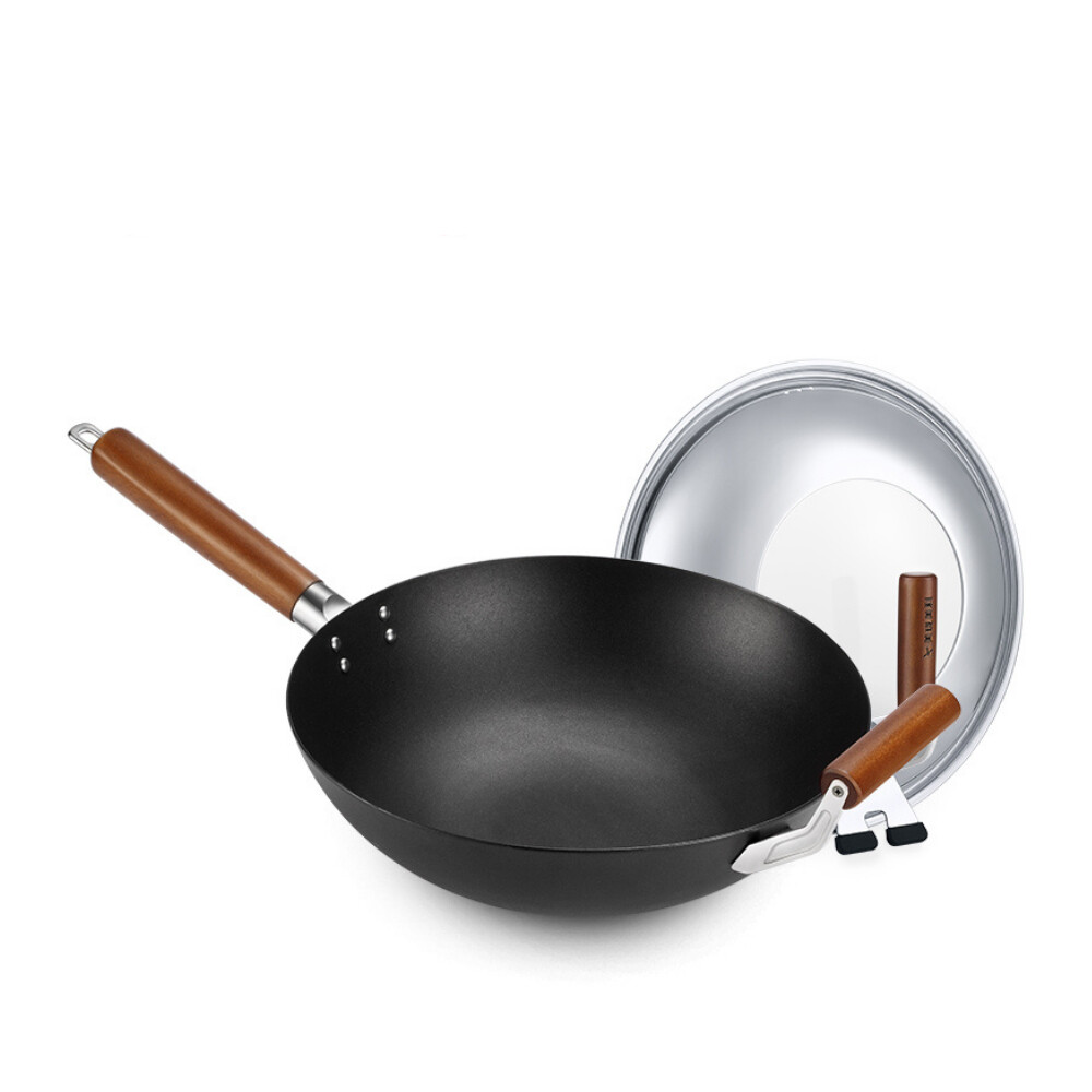 Gambar Household Non Stick Pan Uncoated Cast Iron Wok Large Capacity Anti rust Cooking Wok Cookware Kitchen Tools