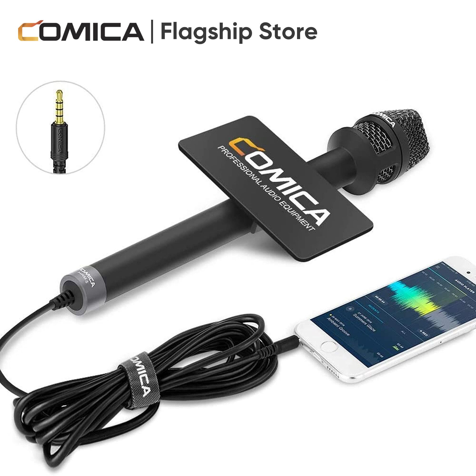 Comica HRM-S phóng viên/phỏng vấn micrô cầm tay, 3.5mm TRRS tụ điện hai hướng giọng hát mic cho ghi âm, bài phát biểu, sân khấu, Phóng Viên Microphone cho điện thoại thông minh máy tính xách tay và DSLR máy ảnh