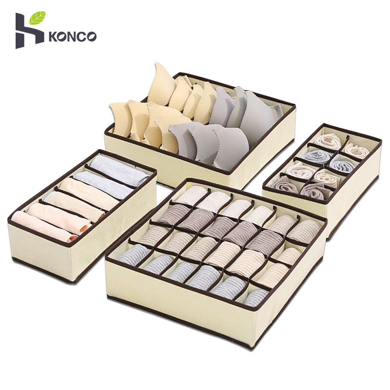Konco Thickened non-woven fabric Wardrobe storage box 24 grids Socks organizer Underpants display storing bag Sort storage box space saver ราคา 65 บาท*ส่งฟรี