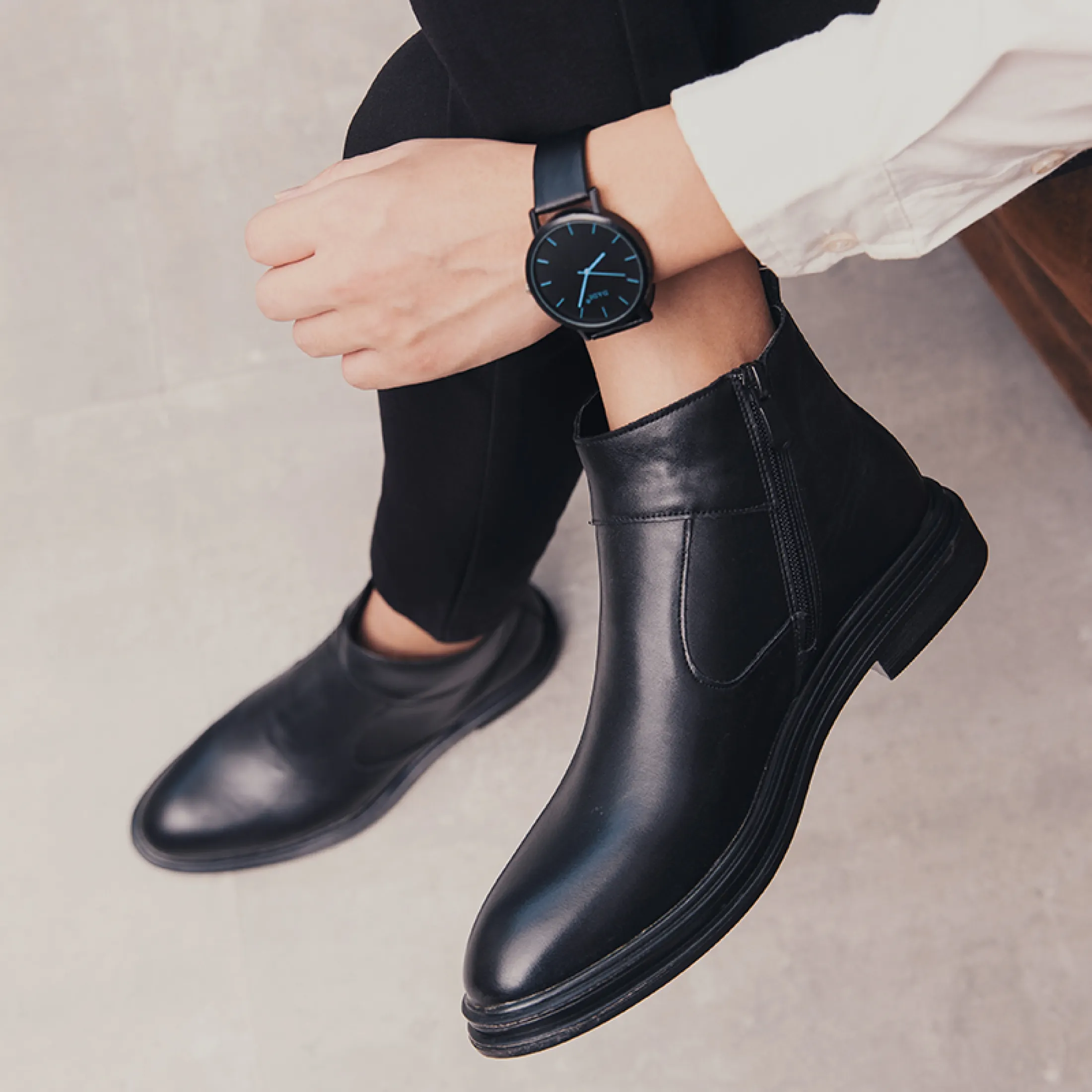 Leather shoes boots mens Clearance