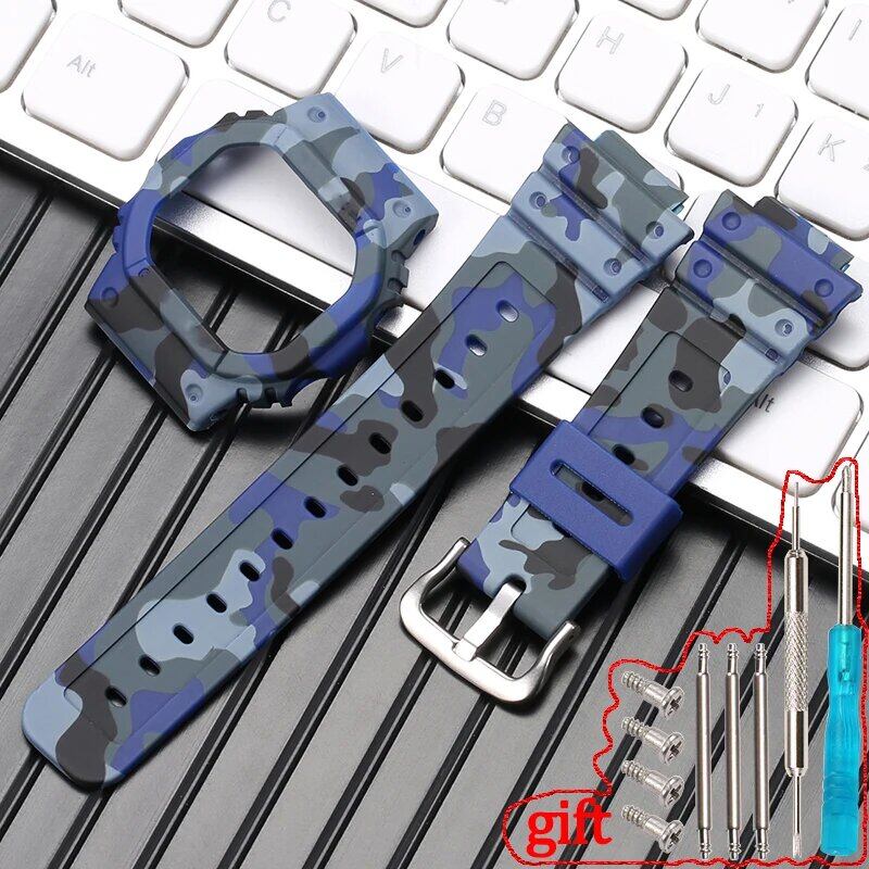 Camo Dây đeo nhựa với trường hợp thích hợp cho Casio Gshock dw5600 dw5025 GWX-5600C nam nữ thể thao