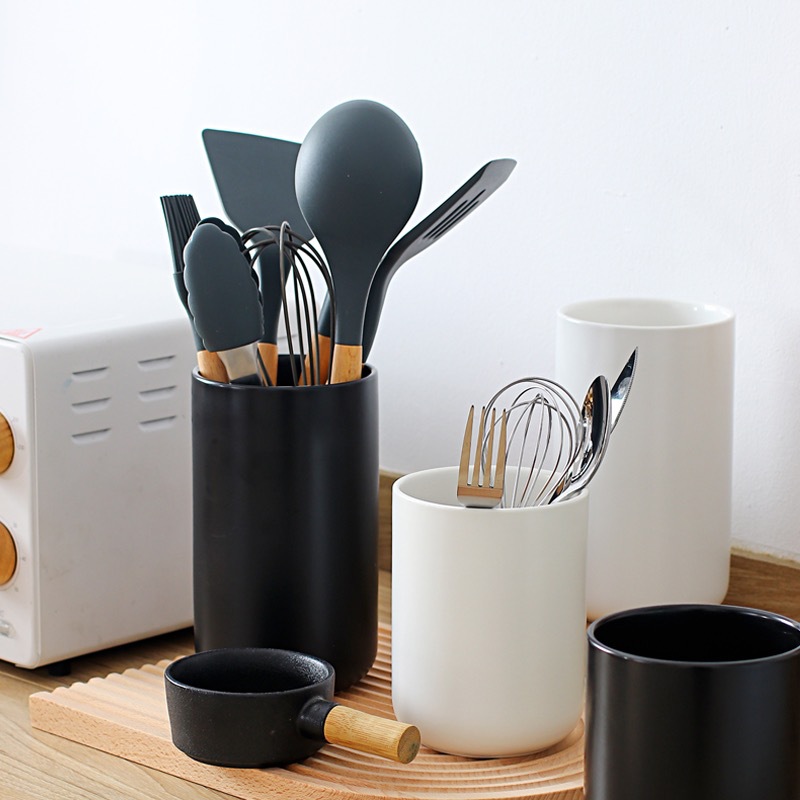 Gambar Ceramic Kitchenware Storage Tube Chopsticks Tube Cooking Appliance Storage Bucket Chopsticks Cage Kitchen Tableware Storage Tube