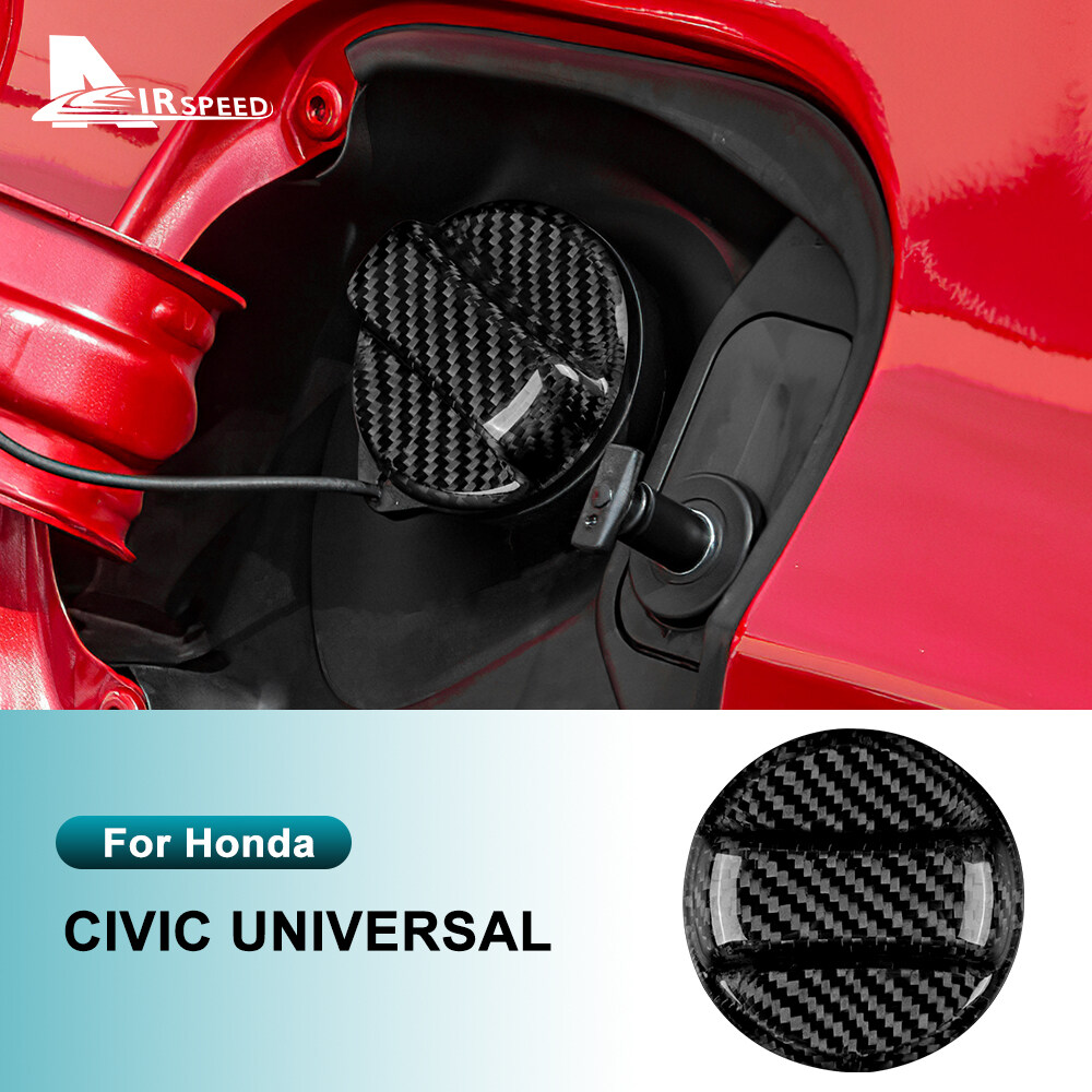 For Honda Civic Decorative Fuel Tank Cover AIRSPEED Real Carbon Fiber Interior Accessories Black Fuel Tank Cover Protector Sticker Car Tuning ราคา 656 บาท*ส่งฟรี