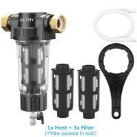 ALTHY Water Pre Filter System Whole House Prefilter Reusable Spin Down Sediment Water Filter Central Purifier Siphon Backwash Strainer 40micron 316 Stainless Steel Mesh for Home & Well Outdoor