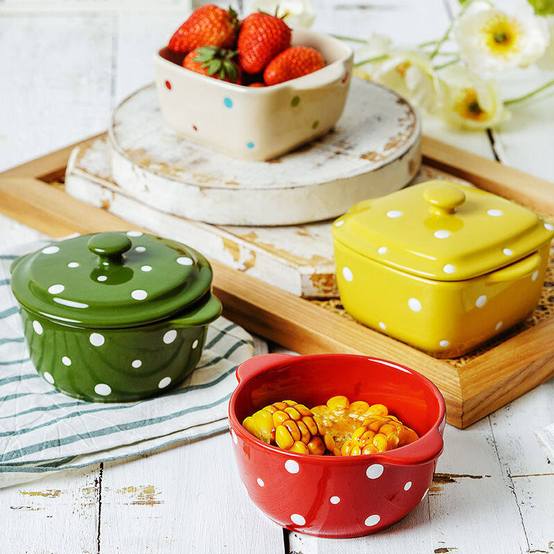 Gambar Ceramic Steamed Egg Bowl Small Bowl Stew Pot Microwaveable with Cover Bowl Children s Bowl Complementary Food Bowl