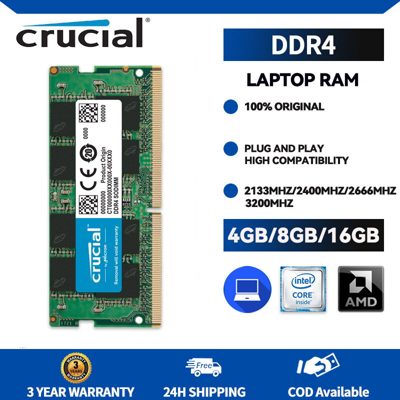 24H Shipping Crucial DDR4 RAM 4GB 8GB 16GB Laptop Memory 2133MHz 2400MHz