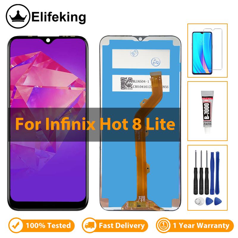 Aaa + + + 100% đã thử nghiệm cho infinix bộ lắp ráp màn hình cảm ứng số hóa màn hình lcd hot 8 thay thế cho infinix hot 8 lite bảng điều khiển cảm ứng lcd không có điểm ảnh chết công cụ miễn phí