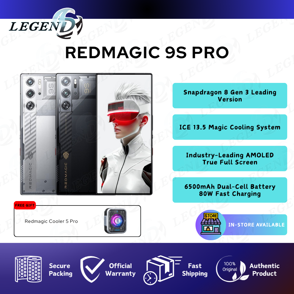 [MY Set] REDMAGIC 9S Pro 5G (16GB+512GB) Original Smartphone Snapdragon 8 Gen 3 LeadingVersion | ICE 13.5 Cooling System