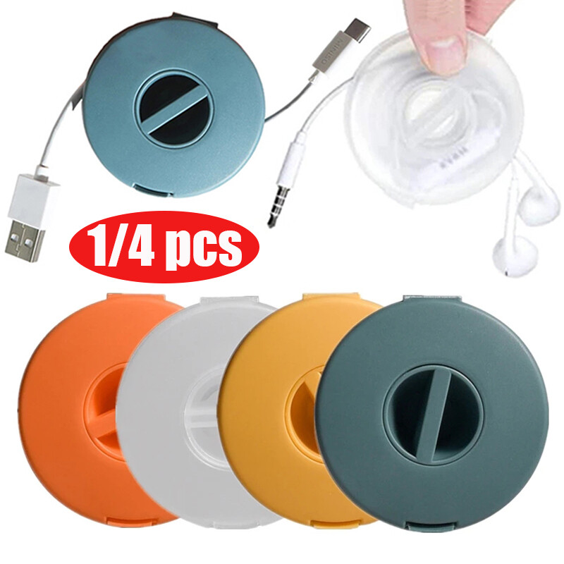 Hộp đựng sạc điện thoại di động đựng cáp tai nghe truyền dữ liệu xoay Dụng cụ quấn Cáp USB tròn cầm tay