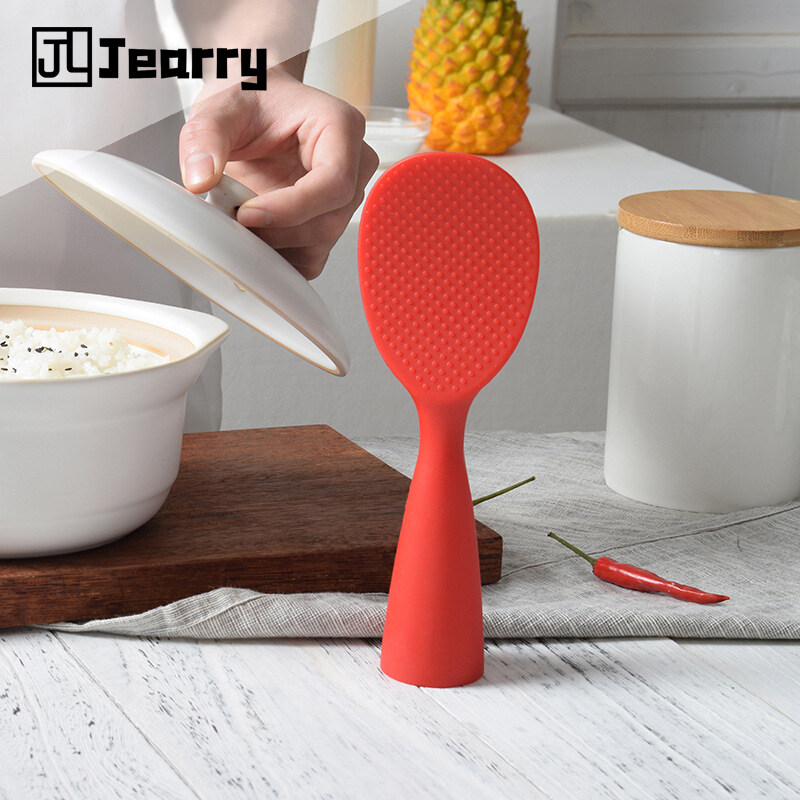 Gambar Jearry Silicone Handle Rice Ladle Comfortable Handle Heat Resistant Food Grade Kitchen Utensils
