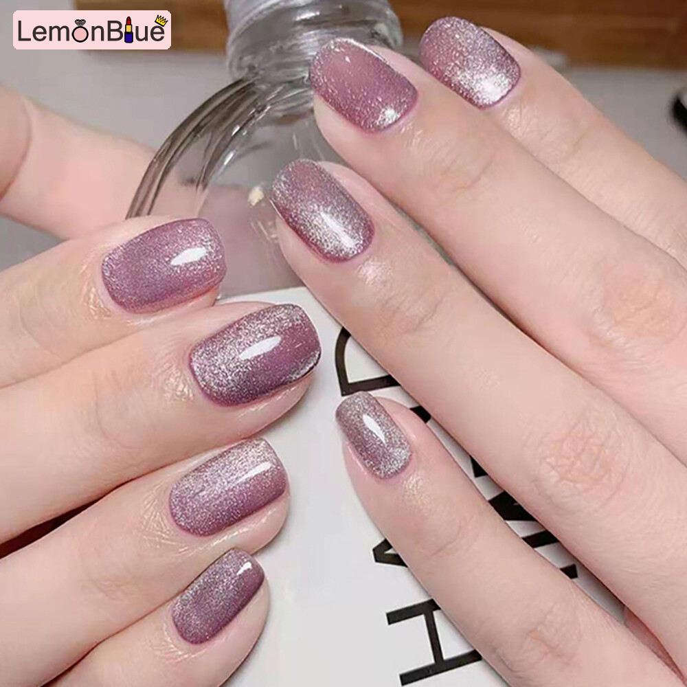 Gambar LemonBlue 24PCS Short Press on Nails Cute Pink Bow Design Fake Nails Full Coverage Nail Manicure Salon DIY Art Artificial Nails Removable with Glue Jelly Gel Sweet Style Nails