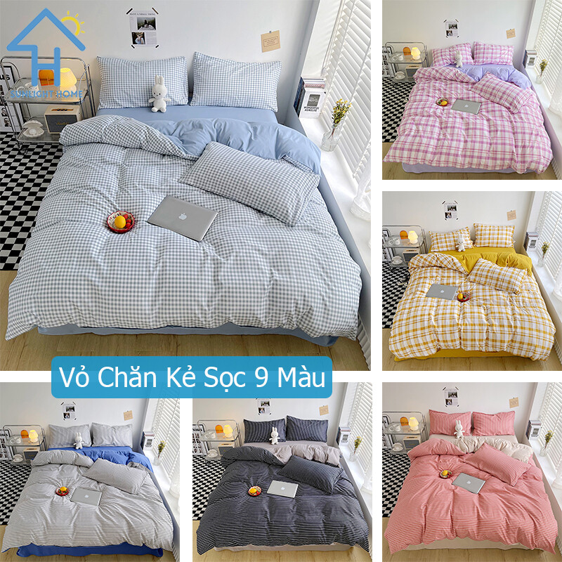 SUNLIGHT HOME Vỏ Chăn Kẻ Sọc, Vỏ Chăn Nhiều Họa Tiết, Vỏ Chăn Polyester/Đơn/Nữ Hoàng/King/Super King