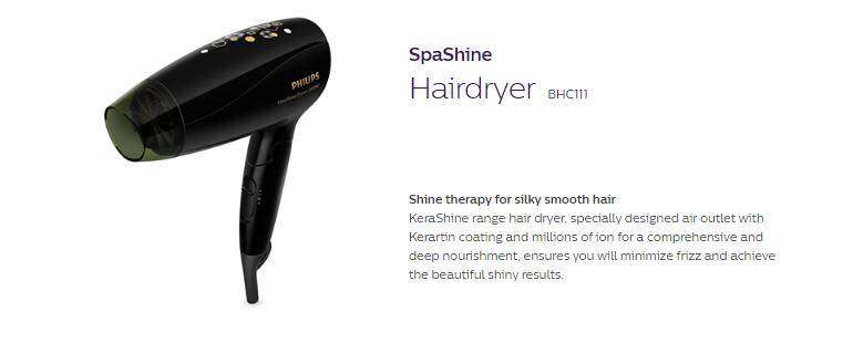 Philips BHC111 SpaShine 1600W Hairdryer BHC111 03 Lazada