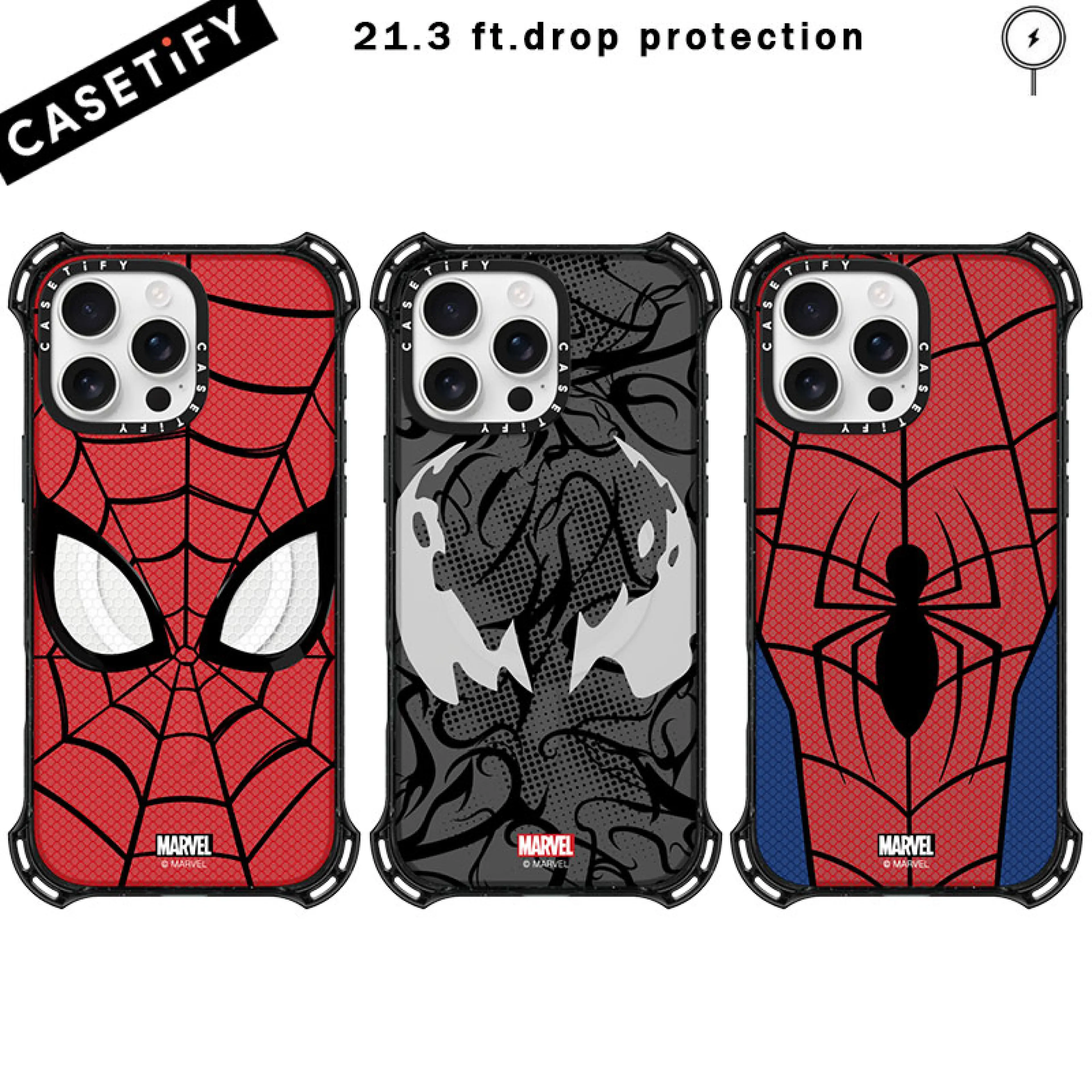 【21.3 ft.drop protection】Original CASETiFY Spider-Man Bounce Case with Magsafe for iPhone 16 Pro Max / iPhone 15 Pro Max / iPhone 14 Pro Max / iPhone 13 Phone Case Protective Cover