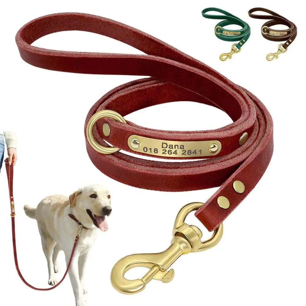 Dog Leather Leash Leather Dog Leash Dog Collar Personalized Pet Supplies Leather Dog Collar