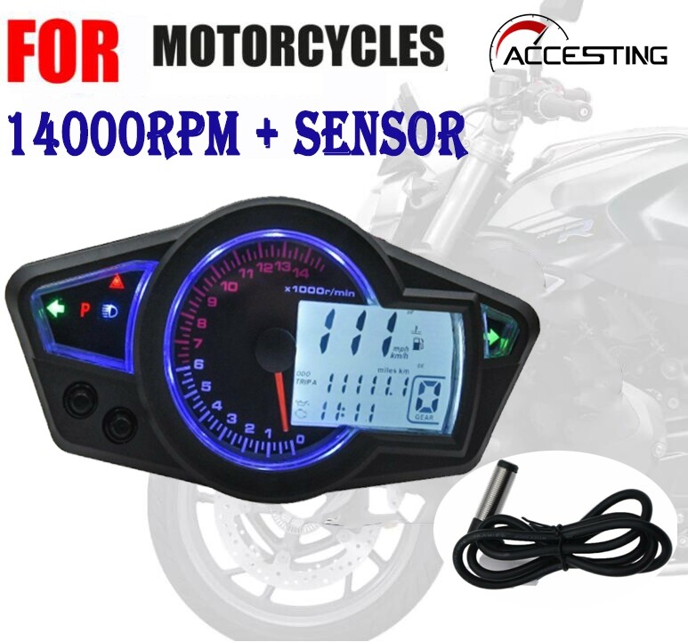 Phổ kỹ thuật số lcd đo dặm bị đo tốc độ máy đo tốc độ xe máy lcd kỹ thuật số đồng hồ tốc độ tachometer cụ 10