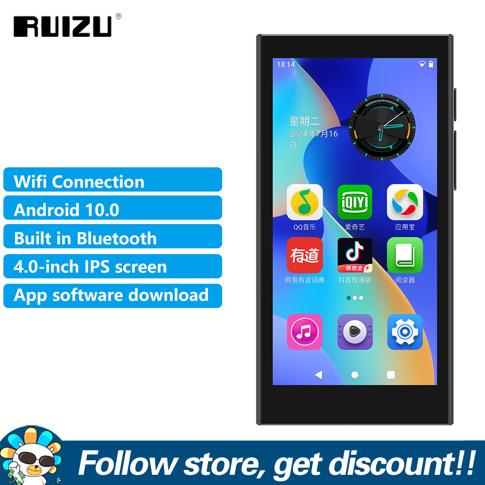 Ruizu Z90 Wifi MP3 Máy Nghe Nhạc 4 + 64G Bluetooth 4.2 Màn Hình Cảm Ứng nhạc hifi Người Chơi Android